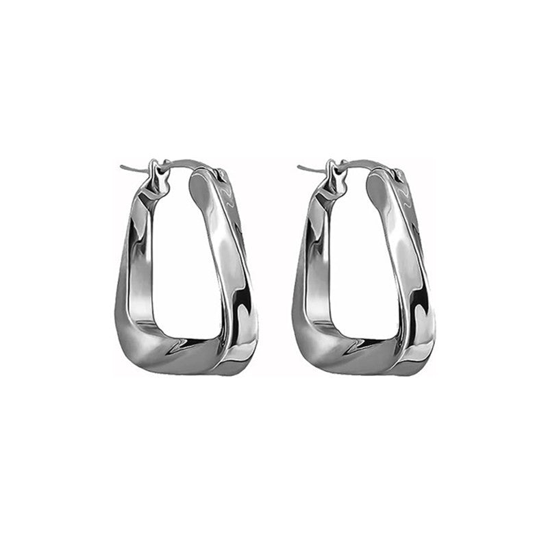 Wholesale Triangular Ring Geometric Möbius Thick Ring Irregular Metal Gold Plated Earrings